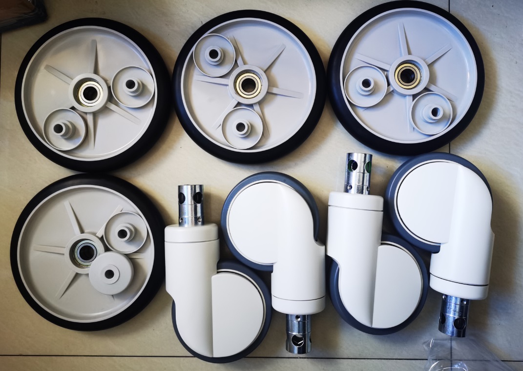 8 inch stryker stretcher wheels and central locking casters for Hill rom bed.jpg